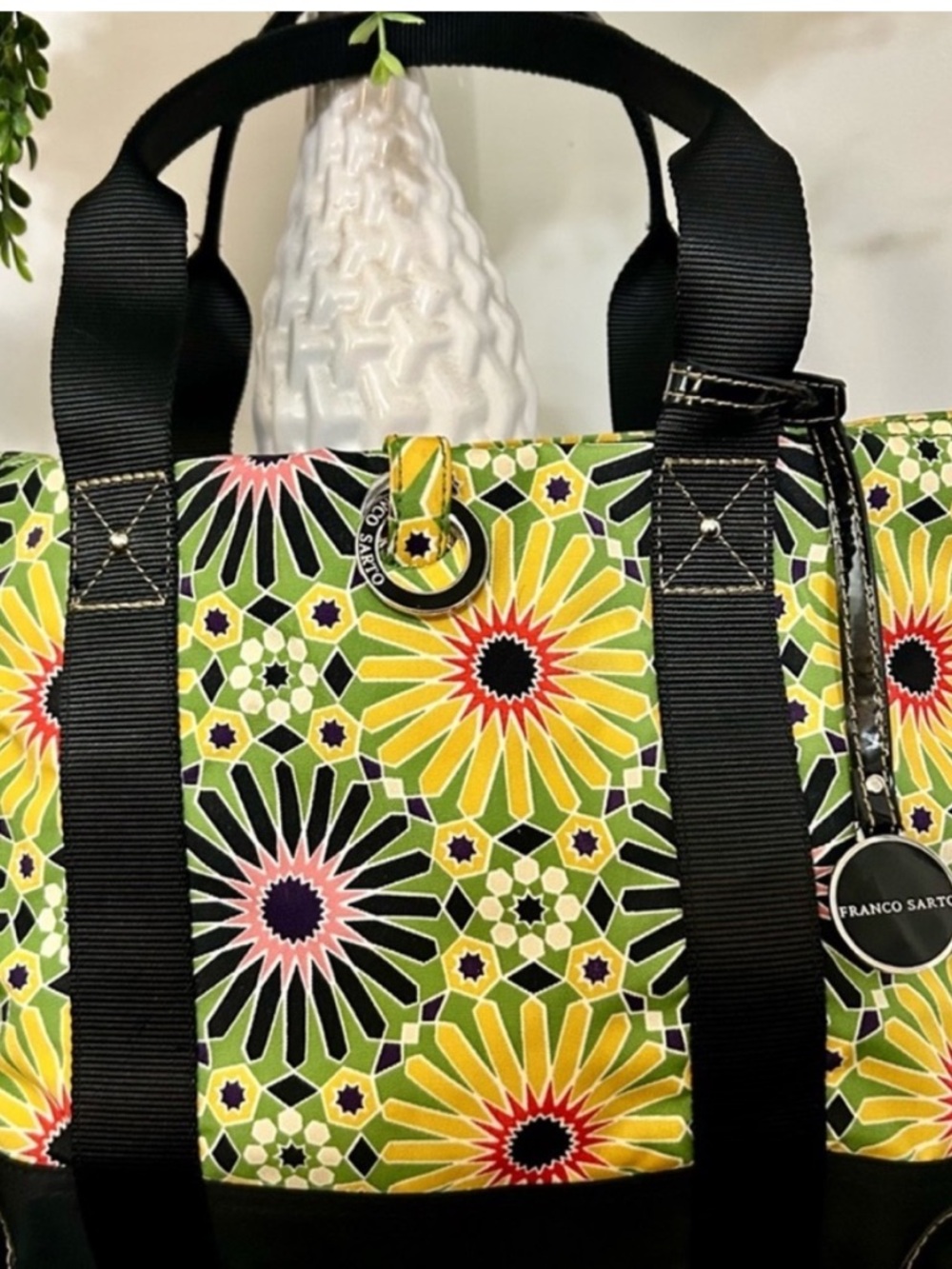 Franco Sarto Vibrant Floral Tote - Black, Yellow, Green *NWOT - Picture 2 of 16